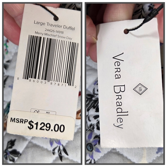 Vera Bradley NWT Merry Mischief Snow Day Large Traveler Duffle 22×11×11 - Picture 7 of 15